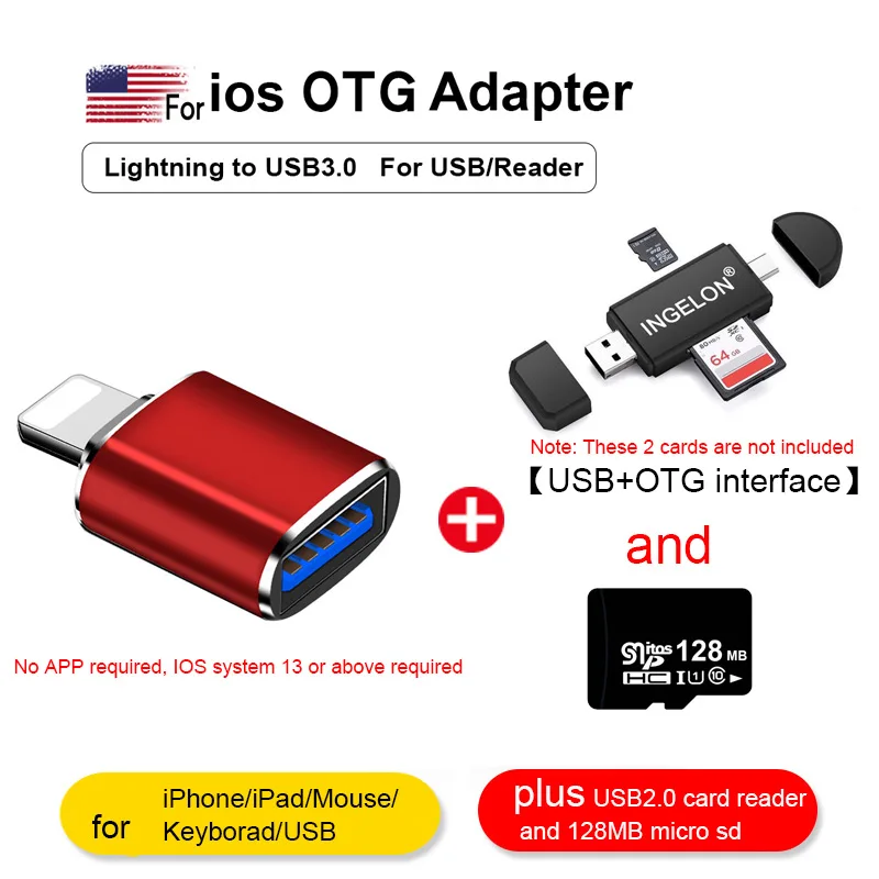 Strela Kamero USB Adapter za iphone SD Card Reader z Micro SD Za iPhone 7 8 6 6s Plus 11Pro/iPad/Miška/Keyborad Pretvornik 1