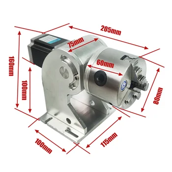 3 kremplji Rotacijsko os, 80 mm 4. osi za fiber laser, ki stroj 2