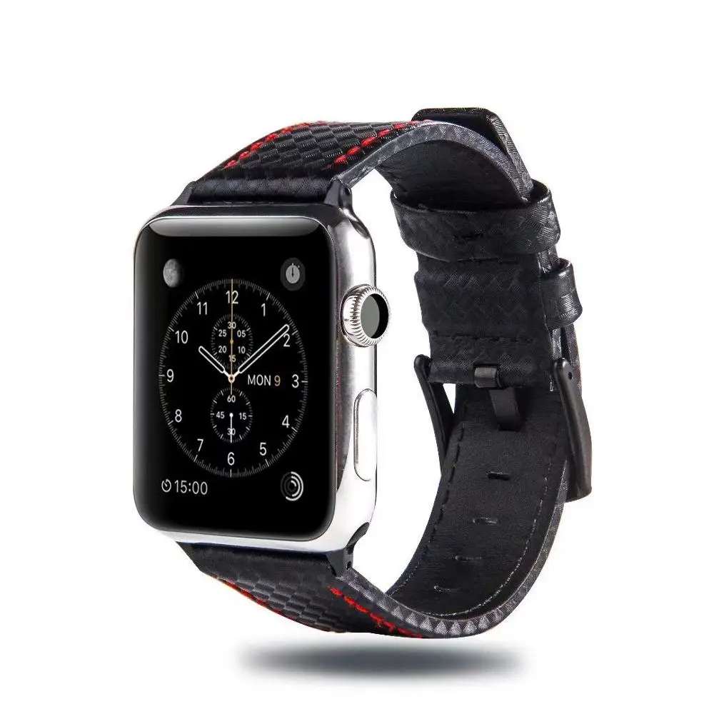 Za apple watch band luksuzni 44 mm 40 mm iWatch band 42mm 38 mm Ogljikovih vlaken+Usnje watchband zapestnica Applewatch serie 5 6 MP 4 3 3