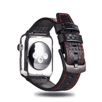Za apple watch band luksuzni 44 mm 40 mm iWatch band 42mm 38 mm Ogljikovih vlaken+Usnje watchband zapestnica Applewatch serie 5 6 MP 4 3 4