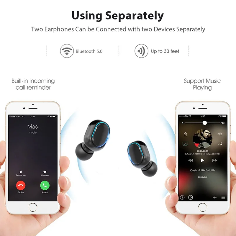 SOHOKDA J15 WhiteWireless Slušalka Bluetooth 5.0 Slušalke šport Čepkov Z Mic Za xiaomi MI 8T xiaomi Mi 9T xiaomi Mi 9 Lite 3