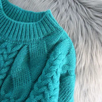 Zelena zgostitev toplo ženske pletene puloverje in puloverji pozimi novo lady vse tekme potegne outwear plašč vrhovi 4