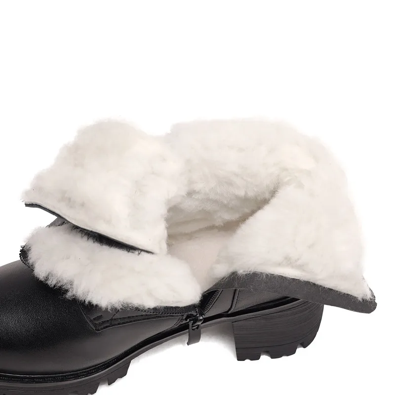 MoonMeek big 35-43 velikost novih pravega usnja zimski škornji ženske krog toe zip gleženj škornji toplo ovčje volne, sneg škornji 2020 2
