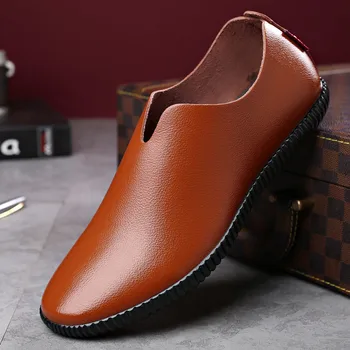 Nove pu Usnja Moške Priložnostne Čevlji Luksuzne blagovne Znamke 2020 Mens Loafers Moccasins Dihanje Zdrsne na Leni Vožnjo Čevlji Plus Velikost Hombre 0