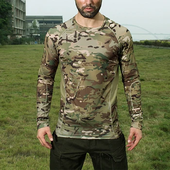 Taktično Prikrivanje, Quick Dry Majica Moški Prostem Slim Stretch T-Shirt Pomlad Poletje Dihanje Dolgimi Rokavi Tshirt Vojaške Tshirt 5