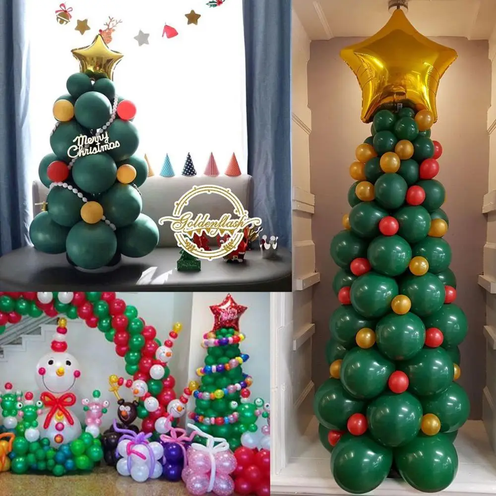 74Pcs stran trupa je rjavkasto Zeleno DIY Božično Drevo Latex Balon Dekoracijo Božič, Novo Leto Temo Stranki Baby Tuš Baloni Dobave 3