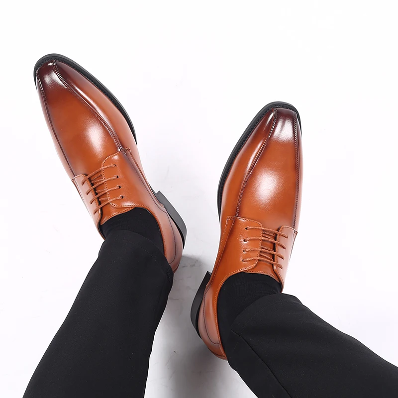 Moški Obleko Čevlje Gospoda Poslovnih Paty Usnje Poročni Čevlji Moški Stanovanj Usnje Oxfords Formalno Čevlji 4