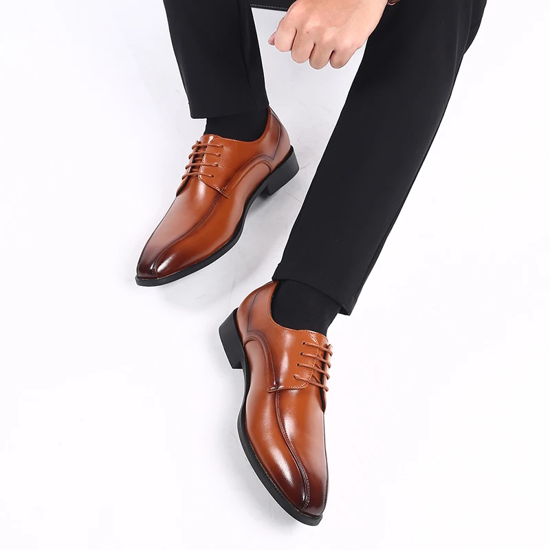 Moški Obleko Čevlje Gospoda Poslovnih Paty Usnje Poročni Čevlji Moški Stanovanj Usnje Oxfords Formalno Čevlji 5