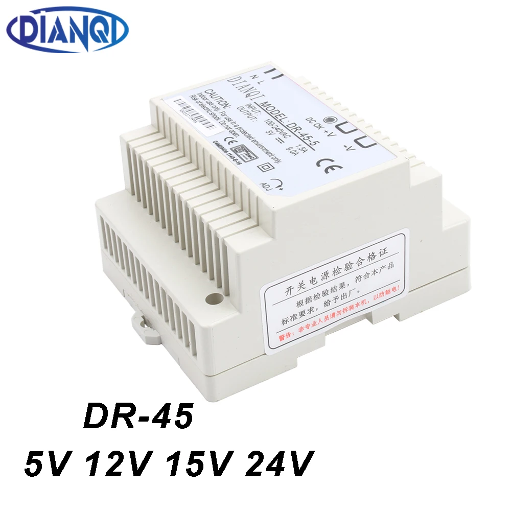 DIANQI Din rail napajanje 45W 5V 12V 24V napajanje z el.energijo 24V 45W ac dc pretvornik dobre kakovosti DR-45-24 DR-45-5 DR-45-12 DR-45-15 4