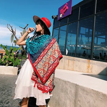 RUNMEIFA 2019 Moda Poletje Etnične Tiskanja Bombaž Šal Za Ženske Dolgo Tassel Mehke Obloge in Šali Plažo, oblačila Hidžab Ženski Foulard 1