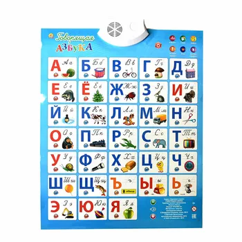 Ruski jezik elektronski baby ABC abeceda zvok plakat za malčke otroci prisotni Darilo zgodnjega učenja izobraževanja fonetična grafikon 3