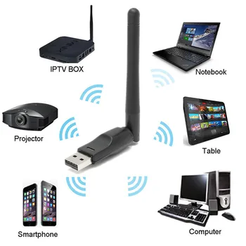 USB Brezžični LAN vmesnik Z Anteno 150Mbps Prenosni WiFi Dongle Adapterja Antene za MAG250-254 TV Box Črni
