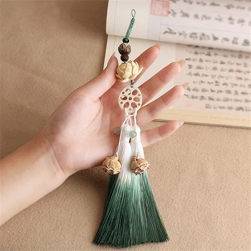 NOVO Ročno Huangyang Leseni Rezljani Lotus Bodhi kroglice Tassel nakit obrti ugotovitve Avto dekoracijo 2