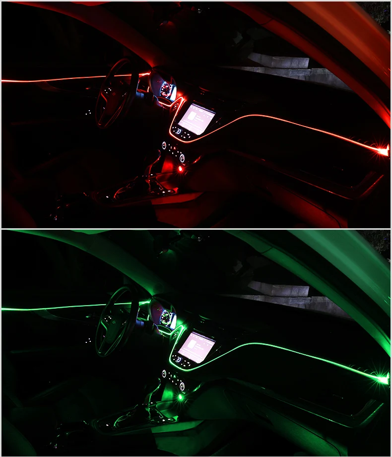10M 6 v 1 Avto Notranje Svetlobe RGB LED Vzdušje Dekorativne Svetilke Zvok Aktivno EL Neon Trak za Mobilne APLIKACIJE/Daljinski Nadzor Glasbe 5