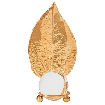 1PCS Gold Leaf Kristalno Kroglo Nakit Namizno Dekoracijo, Dekoracijo, Dekoracijo Doma Dodatki, Spalnica Pregleden Železa Kip 3