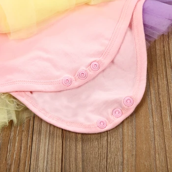 ZDA Newborn Baby Dekleta Samorog Pol Rokav Tutu Čipke Obleko, Krilo Romper Obleke 4