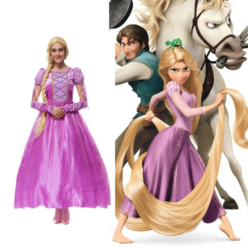 Družina Dekleta Princesa Rapunzel Kostum Obleko Odrasle Ženske Zapleten Vlogo Igrajo Frocks Kostum Za Noč Čarovnic/Pustni Party 4