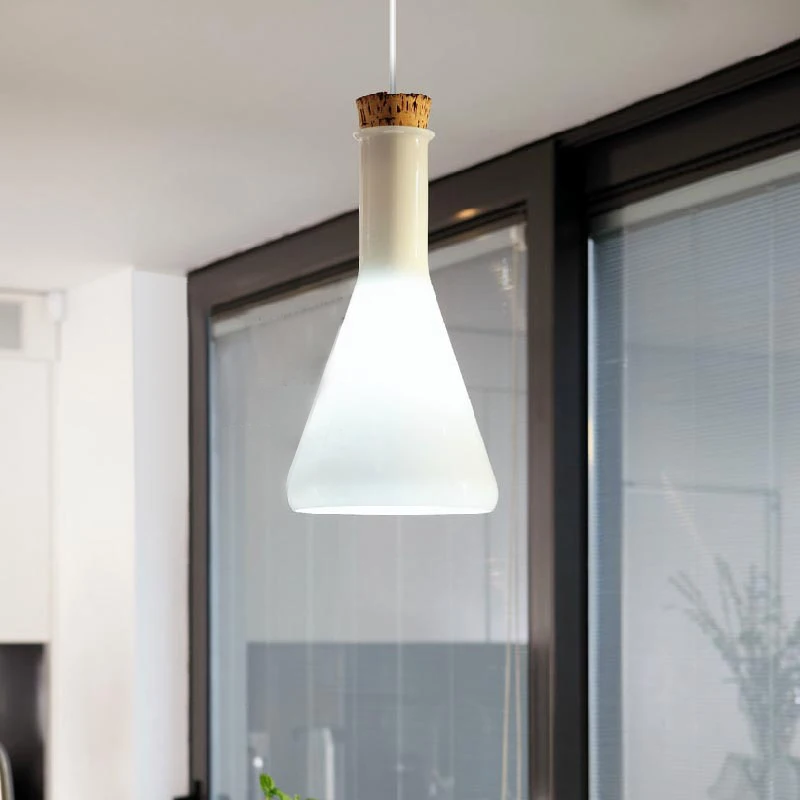 Sodobno minimalistično belega stekla sam glavo lestenec, Nordijska ustvarjalne steklenica design lesa jedilnico dekoracijo E27 LED osvetlitev 4