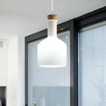 Sodobno minimalistično belega stekla sam glavo lestenec, Nordijska ustvarjalne steklenica design lesa jedilnico dekoracijo E27 LED osvetlitev 2