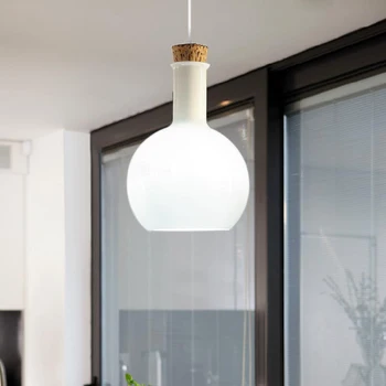 Sodobno minimalistično belega stekla sam glavo lestenec, Nordijska ustvarjalne steklenica design lesa jedilnico dekoracijo E27 LED osvetlitev 3