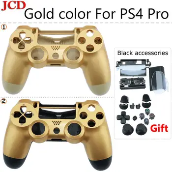 JCD Novo Zlato barvo Za PS4 Pro 4.0 Prikrivanje, Lupine, Kože, Zamenjava Za JDS 040 Krmilnik Lupini Primeru Zajema s polno gumbi 4