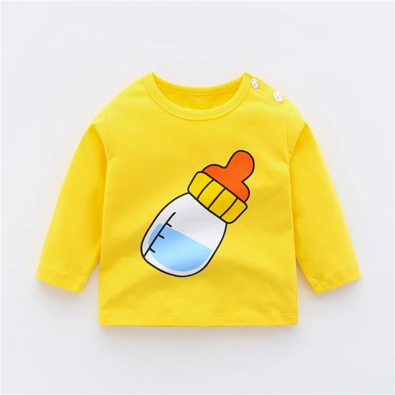 Pomlad Otroci Baby Fantje Majica Pulover, T-shirt Bombaž Risanka Natisnjeni Dolge Rokave Vrhovi 2