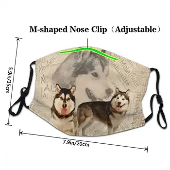 Kul Alaskan Malamute Masko Za Odrasle Anti Meglica Živali Pes Masko Za Zaščito Respirator Non-Enkratno Usta Žarilna 0