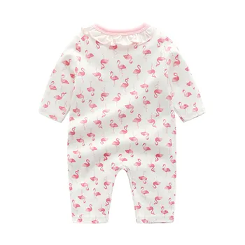 Flamingo Vzorec Dolg Rokav Bombaža, Za Malčke Newborn Baby Dekle, Igralne Obleke Jeseni Dekleta Jumpsuit Obleke Obleke 9066