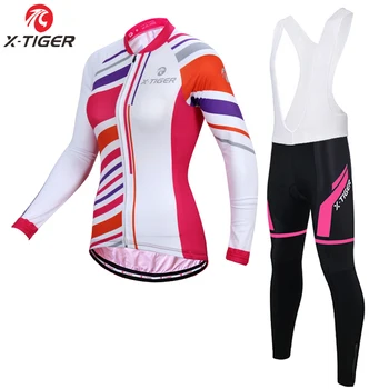 X-Tiger 2020 Ženske Anti-UV Long Sleeve Kolesarjenje Jersey Set Quick-Dry Mountain Bike Wear Dirke Kolesa, Kolesarska Oblačila Obleko 3
