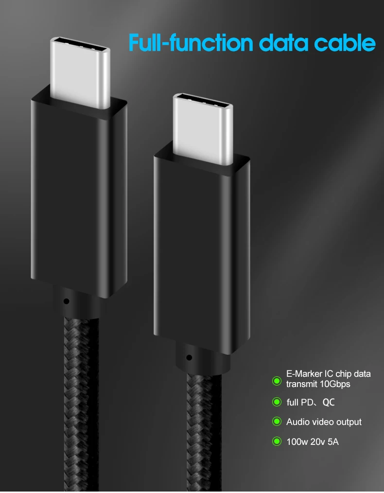 2m1m USB C Mobilne kabel Tip-C 3.1 USB Gen2 100W Moči Dostave zaračuna 10 G za Strele 3 zaslon prikazuje video in Avdio 5