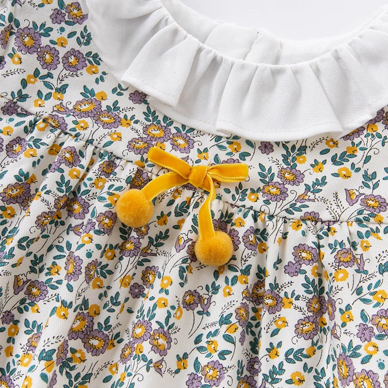 DBM14958-2 dave bella jeseni baby dekle srčkan cvjetnim tiskanja zadrgo obleko otroci in modnih stranka obleko otroci dojenčka lolita obleko 3