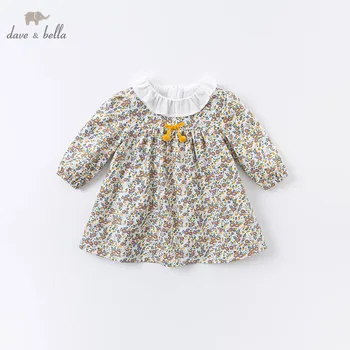 DBM14958-2 dave bella jeseni baby dekle srčkan cvjetnim tiskanja zadrgo obleko otroci in modnih stranka obleko otroci dojenčka lolita obleko 2