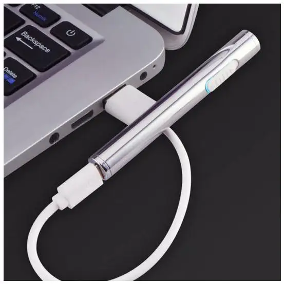 Brezplamensko Mini Tanek USB Charge Vžigalnik Kovinski za ponovno Polnjenje Elektronski Vžigalnik Windproof 5