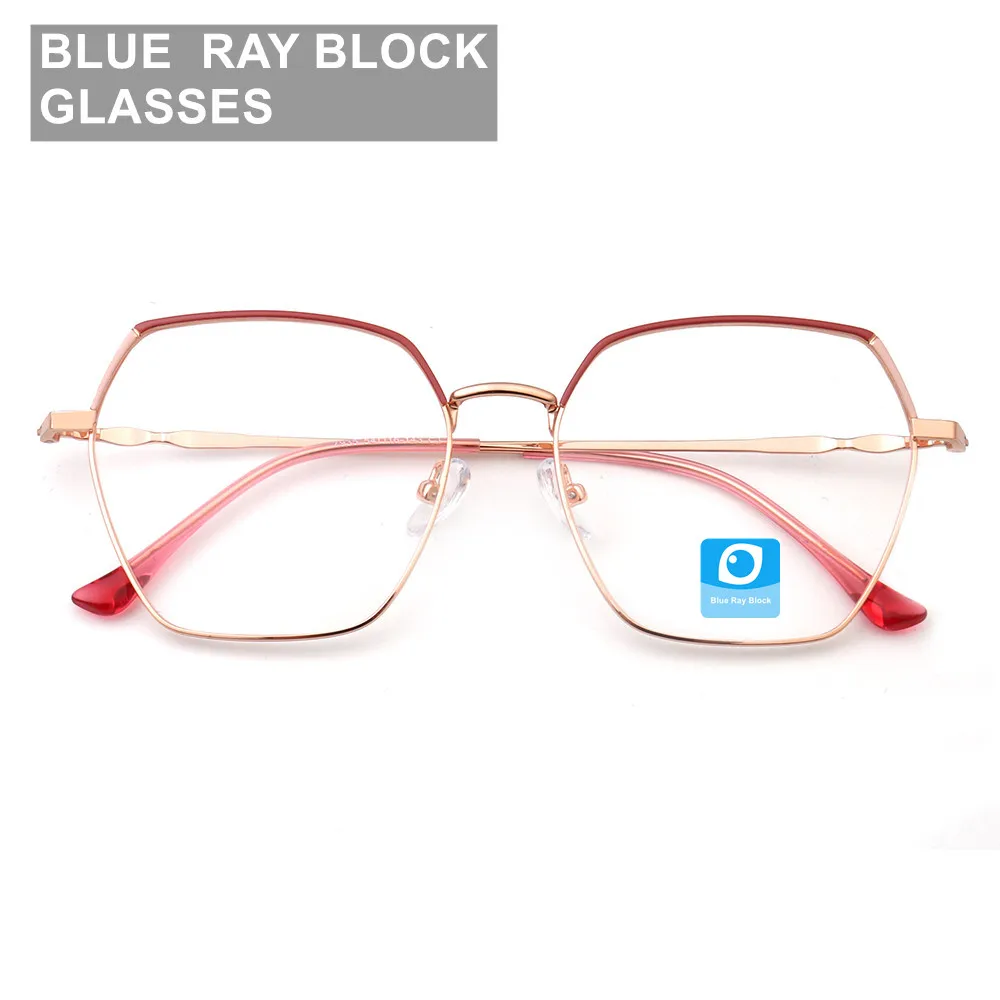 Računalnik Navaden Očala Blue Ray Blok Namenjen Celoten Rim Poligon Okvir Anti Razmislek, Rdeča, Modra, Roza Širok Obraz Primerna Moda 3