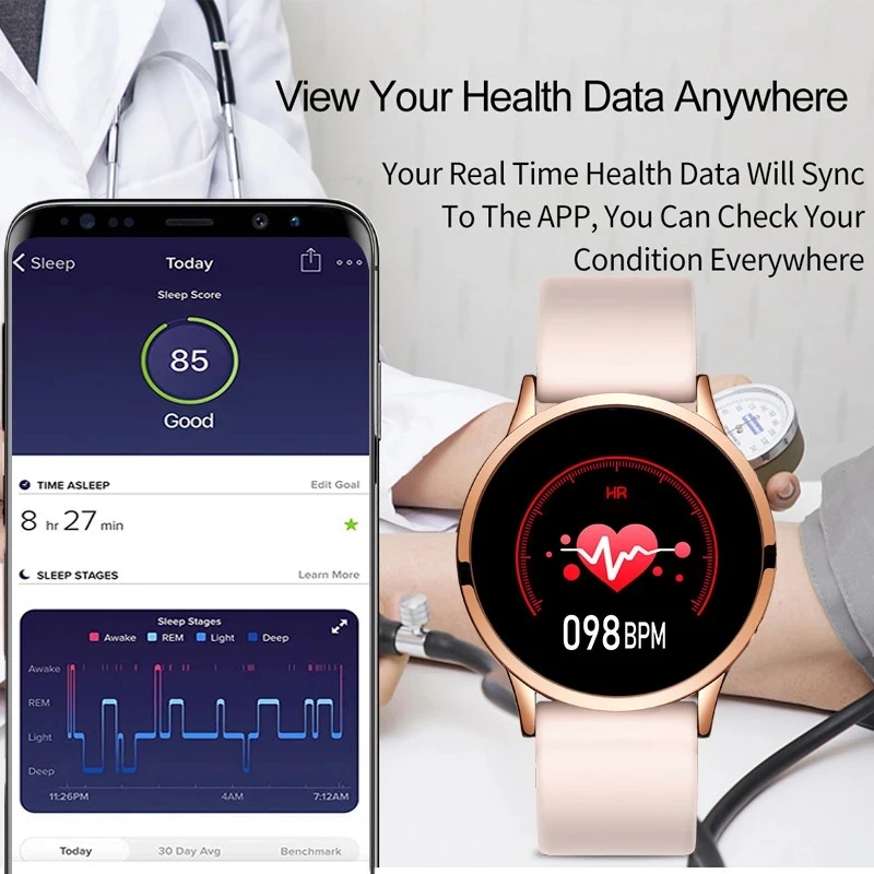 LIGE Fitnes Tracker IP67 Nepremočljiva Pametna Zapestnica Zaslon Monitor srčnega utripa, števec korakov Smart Manšeta Šport pametno gledati Ženske 1