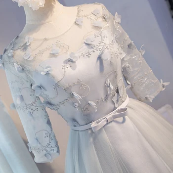Haljo de soiree 2019 kratek siva A-Line čipke s cvetjem večerno obleko vestido de festa prom obleke stranka obleke, 3 barve 0