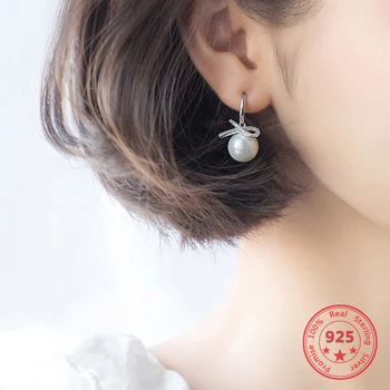 S925 srebrni lok ženske korejski edition uhani nastavite s diamond 2020New rdeče in belo lupino pearl sintetičnih Pearl uhan 9322