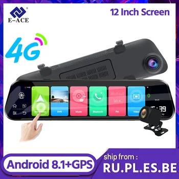 E-ACE D14 Avto Dvr 12 Inch 4G Android Vzvratno Ogledalo GPS Navigacija Ogledalo dvr Avto Kamera Dash Cam FHD 1080P Samodejna Registrar 2