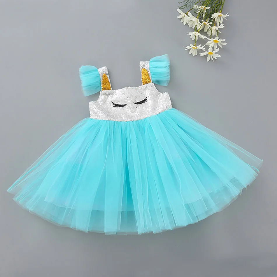 Otroci Baby Dekle Obleko 2020 Poletje Dekle Kostum Rainbow Unicorn Princess Oblačenja Otrok Rojstni Dan Pustni Kostum Dekle Obleko 2