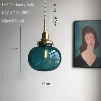 Retro 6color stekla ustvarjalne okrasni obesek lučka zaprtih cafe, spalnica, dnevna soba obesek svetlobe stopnice postelji LED viseče svetilke 0