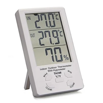Novo 1pc Termometer, Higrometer Lesa Digitalni LCD Higrometer Vlažnost Termometer Merilnik Temperature Z Uro V/na prostem