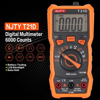 Digitalni Multimeter NJTY T21D DC/AC Napetost Tekoči Meter Ročni Ampermeter Ohm Diode NKV Tester 6000 Šteje Multitester