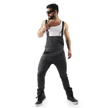 MISSKY Moške Dolge Hlače Barva Kombinezon hlače z Oprsnikom Jumpsuits Slim Bombaž Srednje Pasu Suspender Hlače Za Moške Nova 9690