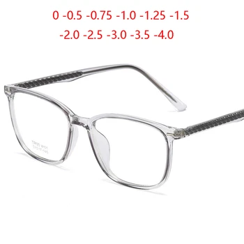 Ultralahkih TR90 Kvadratnih Kratkovidnost Očala Končal Retro Pregleden Sivo Literarni Študent Recept Spektakel 0 -0.5 -0.75, Da -6 4
