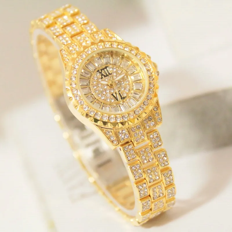 Luksuzni Zlato Ženske Ure Quartz Ure Dame Oblačenja Diamond Watch Dekle Zapestnica Ure Orologio Donna relojes par mujer 2