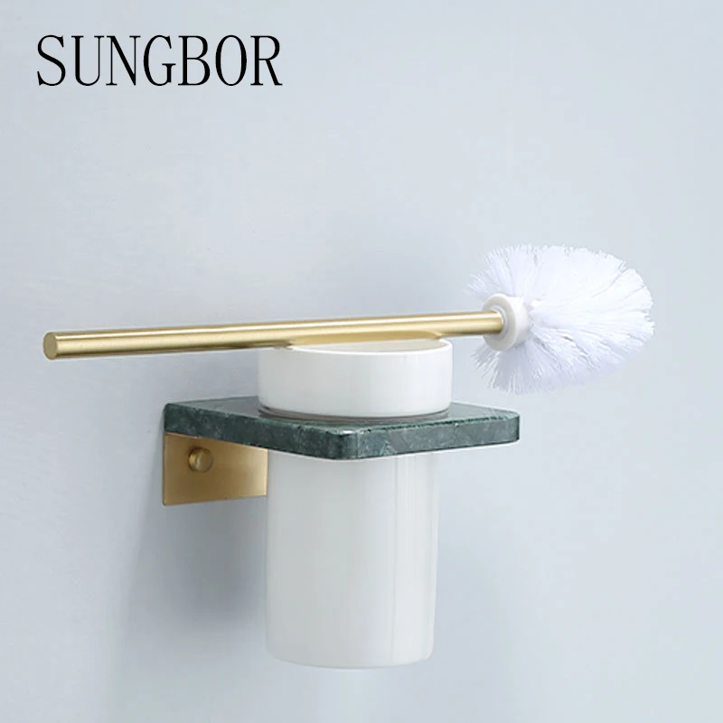 Nordijska luč luksuzni baker brušena zlato marmorno kopalnico ščetko za zlati ustvarjalne ščetko imetnik nastavite lahko udaril brezplačno 4