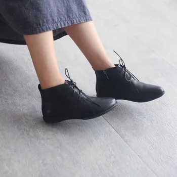 HUIFENGAZURRCS-Original design Letnik ženskih čevljev,usnjenih kratkih čevlji, ravnim dnom Martin čevlji,Japonski eno čevlji 9796