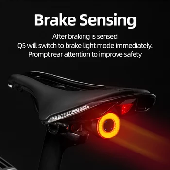 ROCKBROS Izposoja Smart Auto Zavora za Zaznavanje Svetlobe IPx6 vodoodporna LED Polnjenje Kolesarska Luč Kolo Zadnje Luči Opreme Q5 5