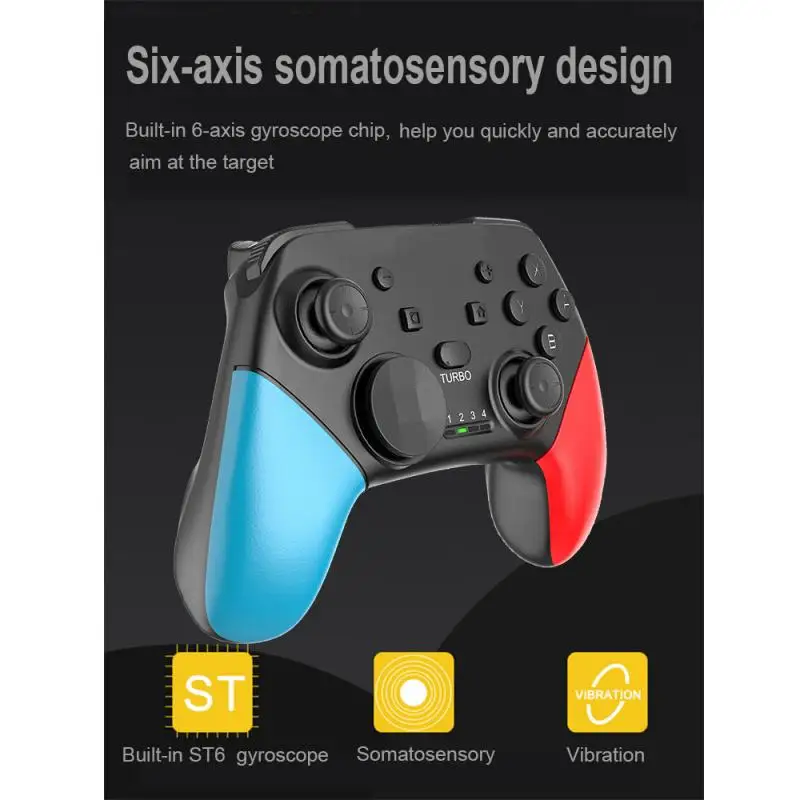 Brezžično-Bluetooth Gamepad Igra palčko Krmilnik s 6-Osni Ročico za Preklapljanje Pro NS-Stikalo Pro Gamepad Za Preklop Konzole 2
