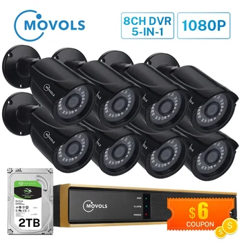 MOVOLS CCTV Kit 2MP Zunanji Nadzor IR Varnostne Kamere 8CH HD Video Nadzor Sistema Hibridni 5 v 1 DVR Set 1